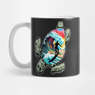 Turtle and Surfer Sunset Beach Mug